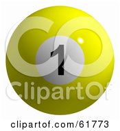 Royalty Free RF Clipart Illustration Of A 3d Billiard Pool Ball Solid Yellow 1