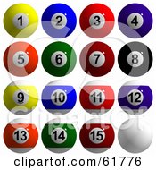 Poster, Art Print Of Digital Collage Of 3d Billiard Pool Balls Solids And Stripes