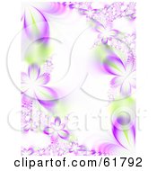 Royalty Free RF Clipart Illustration Of A Vertical Background Of Purple Flower Fractals With Green Accents by ShazamImages
