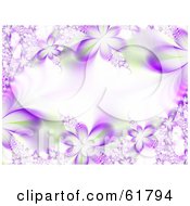 Poster, Art Print Of Horizontal Background Of Purple Flower Fractals With Green Accents