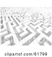 Poster, Art Print Of Confusing White 3d Maze Background - Version 2