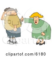 Wife Turning Her Husbands Switch On Clipart Picture