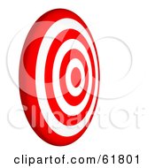 Side View Of A 3d Red And White 7 Ring Bullseye Target