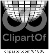 Royalty Free RF Clipart Illustration Of A 3d Tiled Silver Mirror Disco Ball On Black by ShazamImages