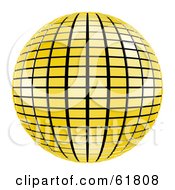 Poster, Art Print Of 3d Tiled Yellow Mirror Disco Ball On White