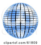 Royalty Free RF Clipart Illustration Of A 3d Tiled Blue Mirror Disco Ball On White by ShazamImages