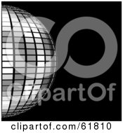 Royalty Free RF Clipart Illustration Of A 3d Tiled Platinum Mirror Disco Ball On Black by ShazamImages