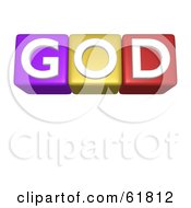 Poster, Art Print Of Line Of 3d Alphabet Blocks Spelling God
