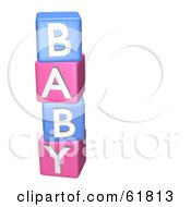Poster, Art Print Of Stacked Pink And Blue 3d Alphabet Blocks Spelling Out Baby