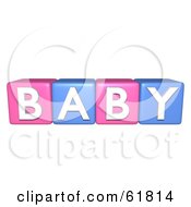 Poster, Art Print Of Line Of Pink And Blue 3d Alphabet Blocks Spelling Baby