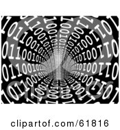 Royalty Free RF Clipart Illustration Of 3d White Binary Coding Streaming Along The Walls Of A Black Network Cable