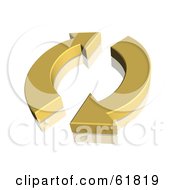 Royalty Free RF Clipart Illustration Of A Gold 3d Recycle Arrows by ShazamImages