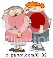 Husband And Wife With On And Off Switches Attached To Their Backs Clipart Picture
