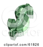 Poster, Art Print Of 3d Green Dollar Symbol With An Abraham Lincoln Design