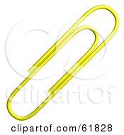 Royalty Free RF Clipart Illustration Of A 3d Yellow Paperclip by ShazamImages