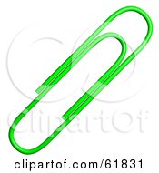 Royalty Free RF Clipart Illustration Of A 3d Lime Green Paperclip by ShazamImages