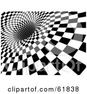 Royalty Free RF Clipart Illustration Of A Black And White Checker Background With The Tiles Being Sucked Down Into A Hole Version 1 by ShazamImages #COLLC61838-0133