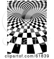 Royalty Free RF Clipart Illustration Of A Black And White Checker Background With The Tiles Being Sucked Down Into A Hole Version 2 by ShazamImages #COLLC61839-0133