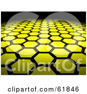 Background Of 3d Yellow Hexagon Tiles Arranged In Formation Leading Off Into Blackness