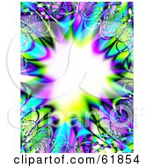 Poster, Art Print Of Colorful Fractal Border Of Blue Green And Purple Around A Bursting Center