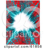 Poster, Art Print Of Blue And Red Fractal Explosion Background With A White Center - Version 2