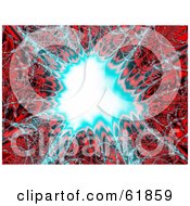 Poster, Art Print Of Blue And Red Fractal Explosion Background With A White Center - Version 1