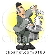 Male Magician Pulling A Rabbit Out Of A Hat Clipart Picture