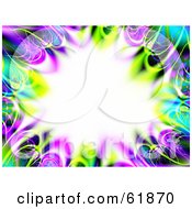 Royalty Free RF Clipart Illustration Of A Colorful Fractal Border Of Green Yellow Blue And Purple Around A Bursting Center by ShazamImages