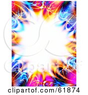 Poster, Art Print Of Bursting White Background With A Colorful Fractal Border Of Pink Blue And Orange