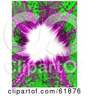 Poster, Art Print Of Purple And Green Fractal Explosion Background With A White Center