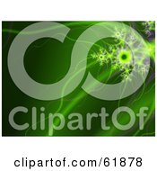 Royalty Free RF Clipart Illustration Of A Green Fractal Jellyfish Background With Long Tentacles