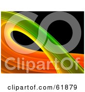 Royalty Free RF Clipart Illustration Of A Curving Green And Orange Fractal On Black