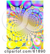 Royalty Free RF Clipart Illustration Of A Spiraling Funky Background Of Colorful Fractals On Yellow by ShazamImages #COLLC61890-0133