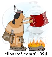 Poster, Art Print Of Native American Man Fanning A Fire With A Blanket