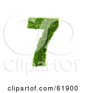Poster, Art Print Of Green 3d Grassy Number 7