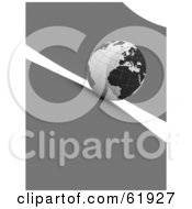 Royalty Free RF Clipart Illustration Of A Black And White 3d Grid Globe On A Gray And White Background Version 1