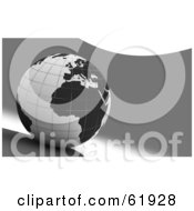Royalty Free RF Clipart Illustration Of A Black And White 3d Grid Globe On A Gray And White Background Version 4