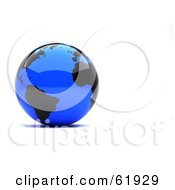 Poster, Art Print Of Shiny Blue 3d Globe With Black Continents