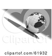 Royalty Free RF Clipart Illustration Of A Black And White 3d Grid Globe On A Gray And White Background Version 3