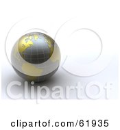 Poster, Art Print Of 3d Gray And Gold Grid Globe On A White Background