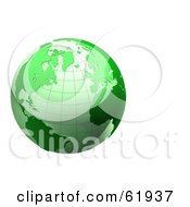 Poster, Art Print Of Shiny Green 3d Grid Globe On A White Background