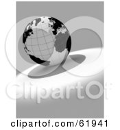 Poster, Art Print Of Black And White 3d Grid Globe On A Gray And White Background - Version 2