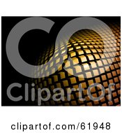 Royalty Free RF Clipart Illustration Of A Raised 3d Background Of Golden Tiles On Black by chrisroll