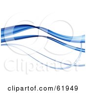 Poster, Art Print Of Background Of Four Blue Flowing Waves On White