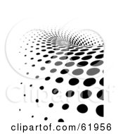 Poster, Art Print Of Black And White Curving Halftone Dot Background - Version 4