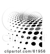 Royalty Free RF Clipart Illustration Of A Black And White Curving Halftone Dot Background Version 4
