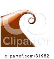 Poster, Art Print Of Brown Wave With A Curl At The Tip Over White