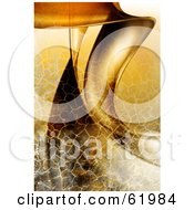 Royalty Free RF Clipart Illustration Of A Background Of Vertical Flowing Waves With A Crackled Brown Texture