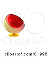 Poster, Art Print Of 3d Stylish Red And Yellow Bubble Chair On White With Text Space