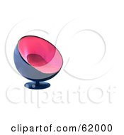 Poster, Art Print Of 3d Stylish Pink And Blue Bubble Chair On White With Text Space